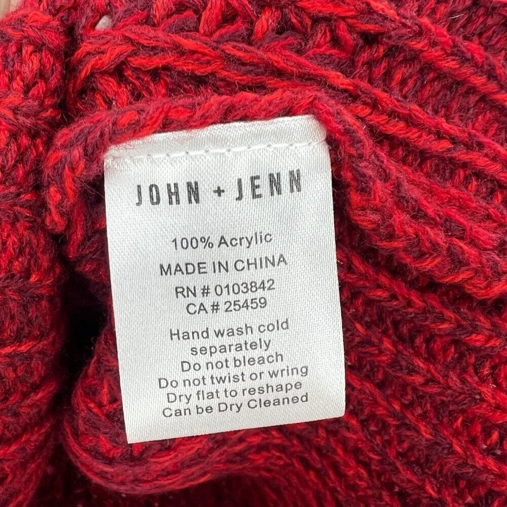 John + Jenn Burgundy Red Marled Mock Neck Sweater Women's Small